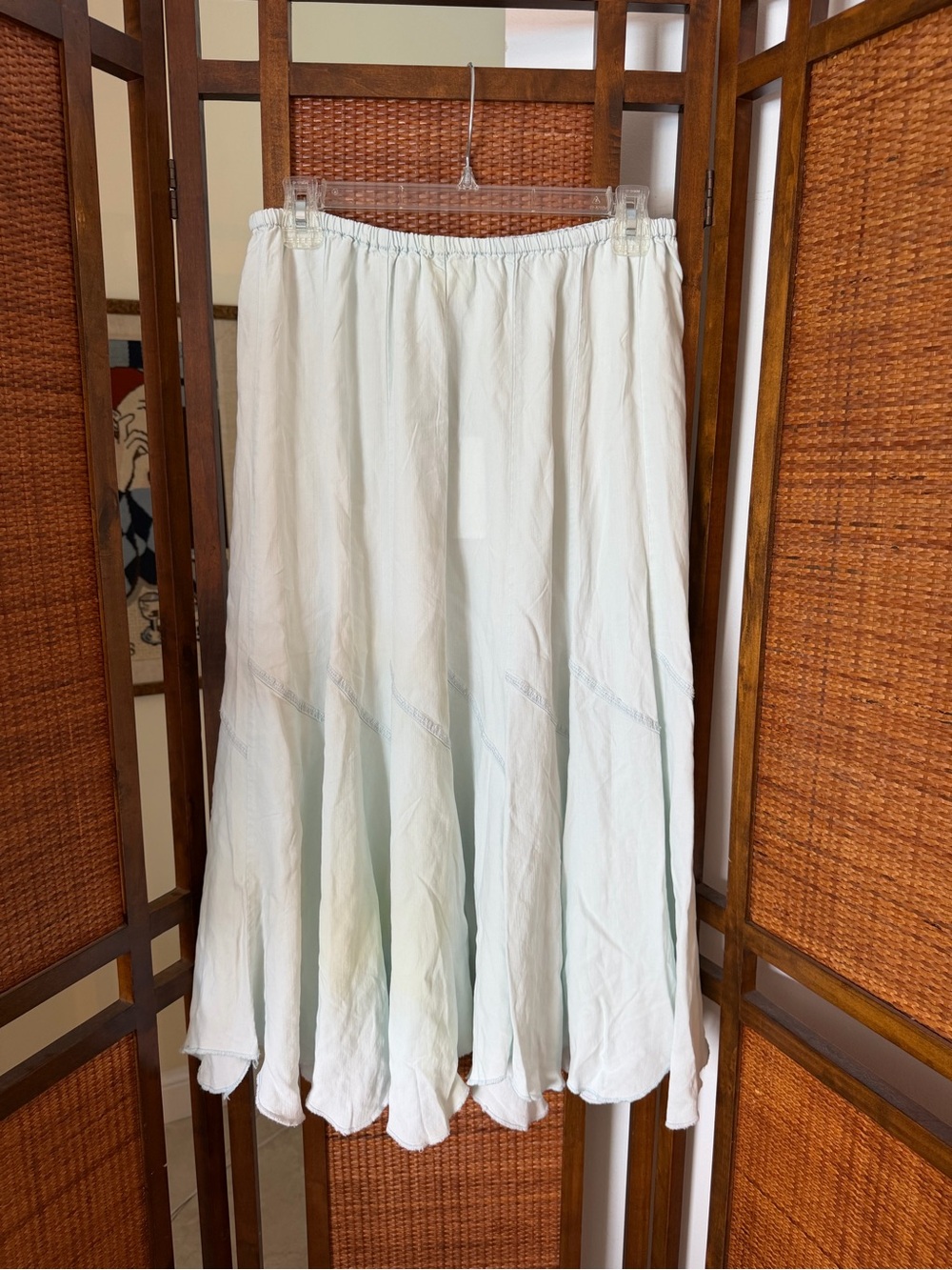 NWT Chelsea & Theodore light blue Tencel chambray midi skirt medium